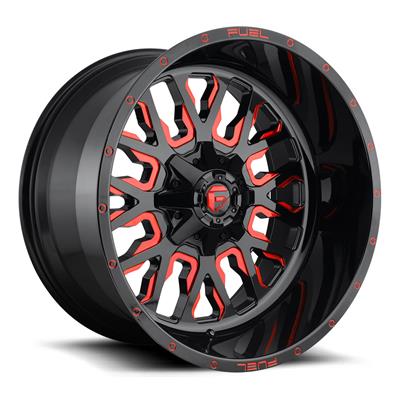 FUEL Off-Road Stroke D612, 17x9 Wheel with 5 on 114.3 and 5 on 127 Bolt Pattern - Gloss Black with Candy Red - D61217902645